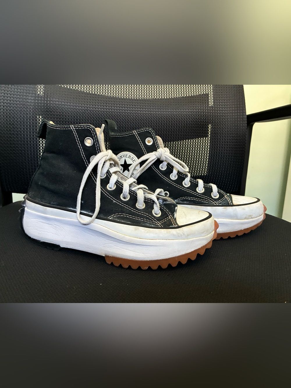 Converse Run Star Hike Shoes W6.5 M 5Black White Platform High Top Sneakers